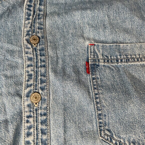 Vintage Levis Mens Denim Shirt Long Sleeve Button Up Red Tab size XXL Rodeo - Picture 4 of 12